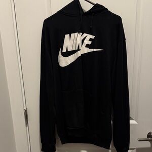 Nike Men's Black and White Logo Hoodie